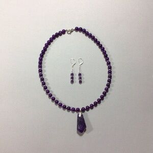 Amethyst and Sterling Necklace and Earring Set